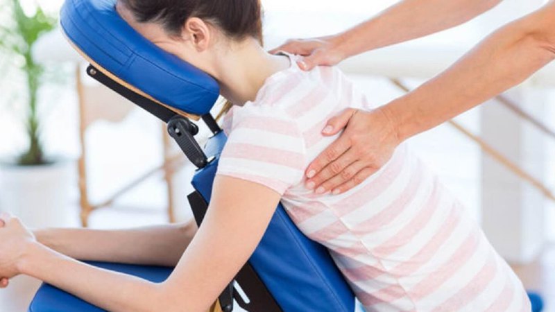 chair massage focuses on neck, shoulders, arms and hands